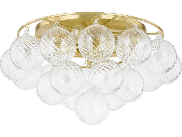 Mitzi Mimi 6-Light Aged Brass Globe Flush Mount