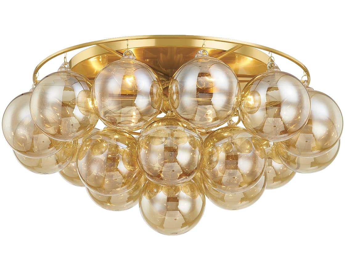 Mitzi Mimi 6-Light Aged Brass Glass Globe Flush Mount