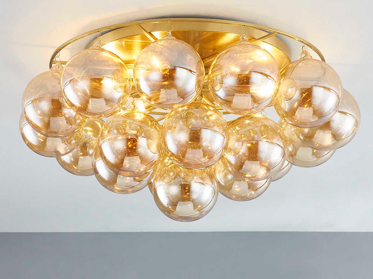 Mitzi Mimi 6-Light Aged Brass Glass Globe Flush Mount