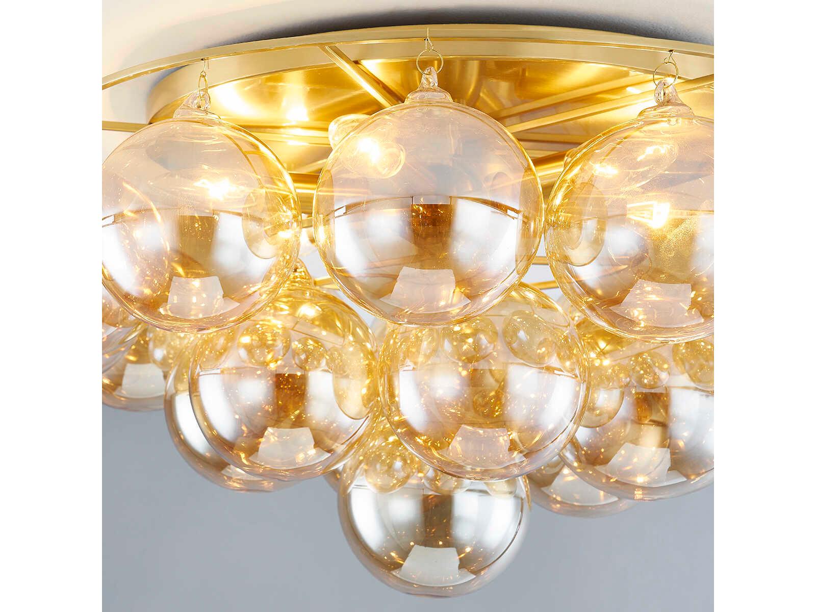 Mitzi Mimi 6-Light Aged Brass Glass Globe Flush Mount