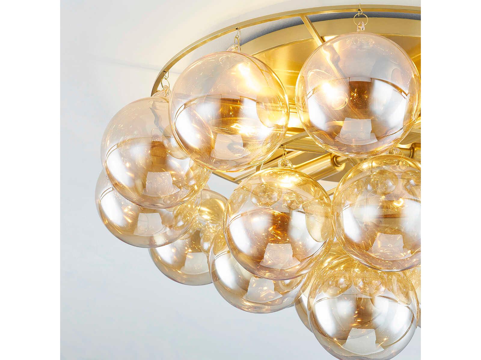 Mitzi Mimi 6-Light Aged Brass Glass Globe Flush Mount