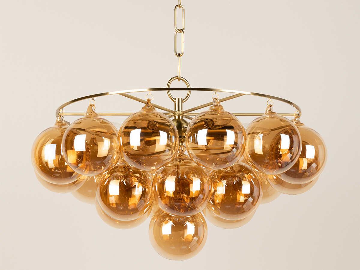 Mitzi Mimi 6-Light Aged Brass Glass Candelabra Globe Chandelier