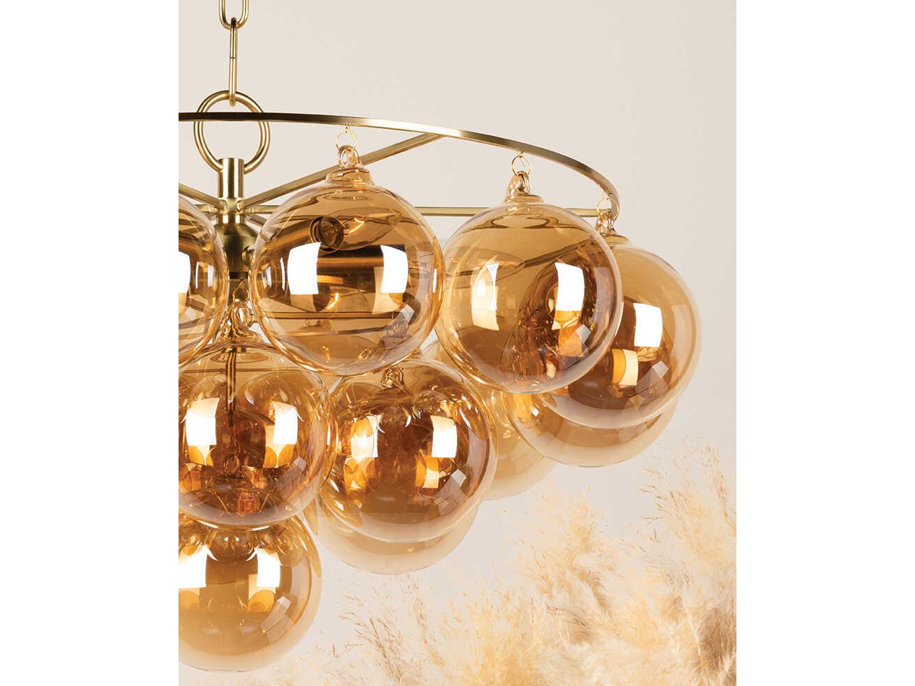 Mitzi Mimi 6-Light Aged Brass Glass Candelabra Globe Chandelier