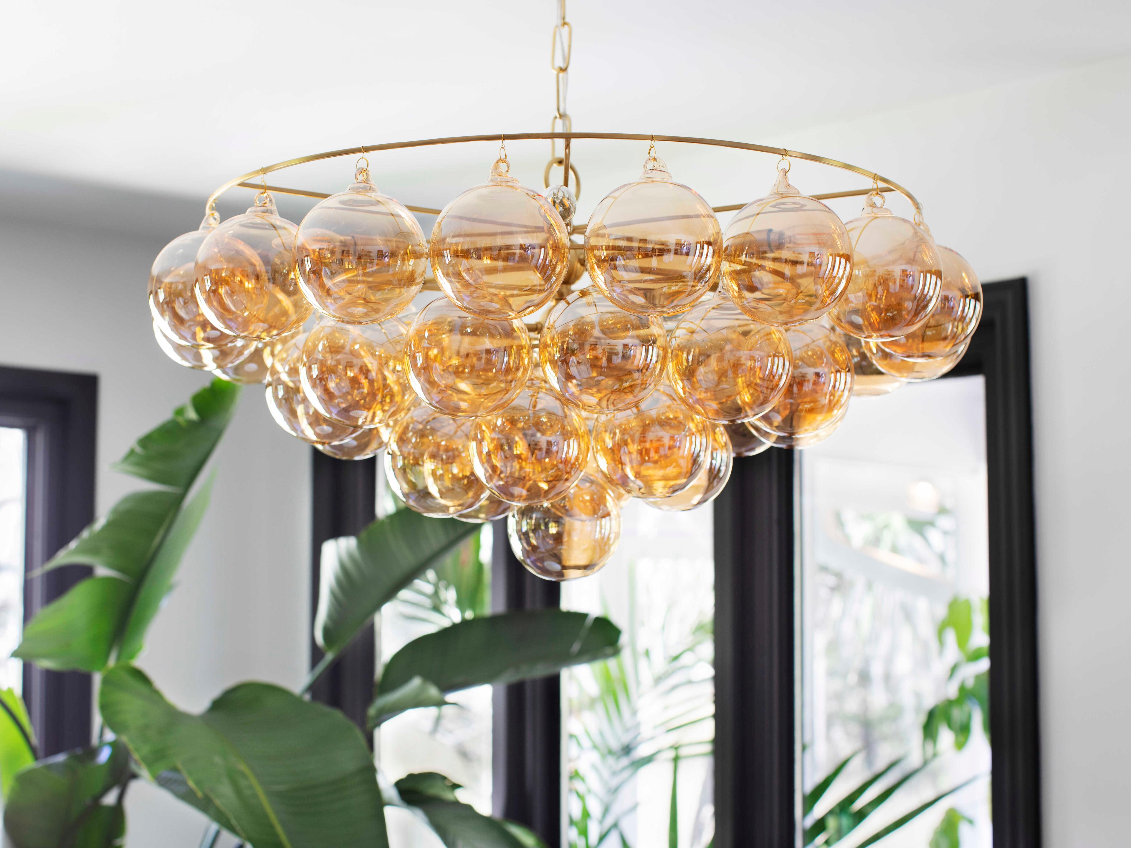 Mitzi Mimi 9-Light Aged Brass Glass Candelabra Globe Chandelier