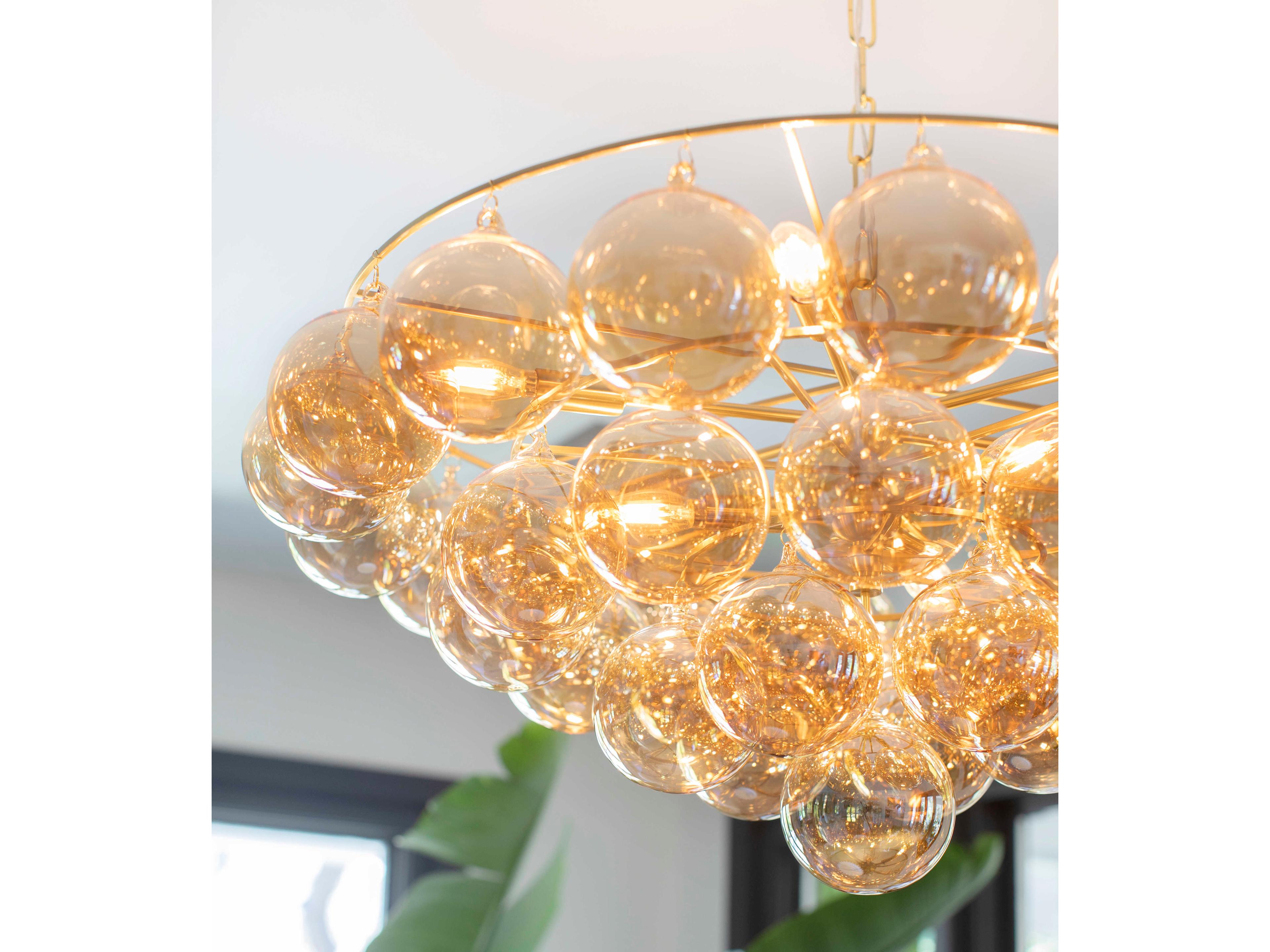 Mitzi Mimi 9-Light Aged Brass Glass Candelabra Globe Chandelier