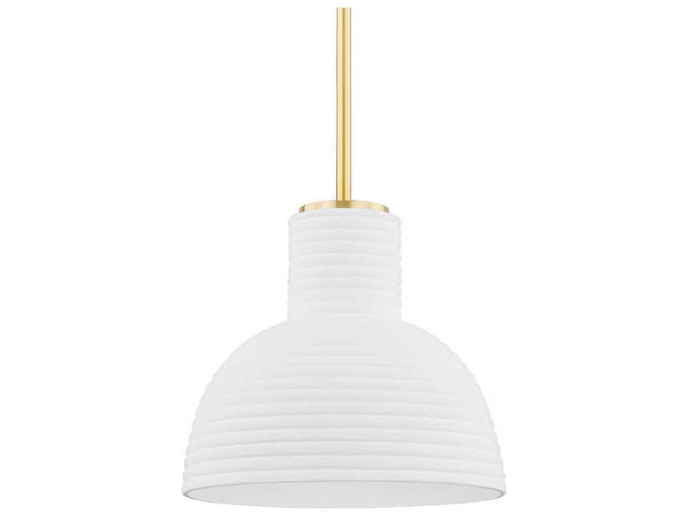 Mitzi Paloma 1-Light Aged Brass White Dome Pendant