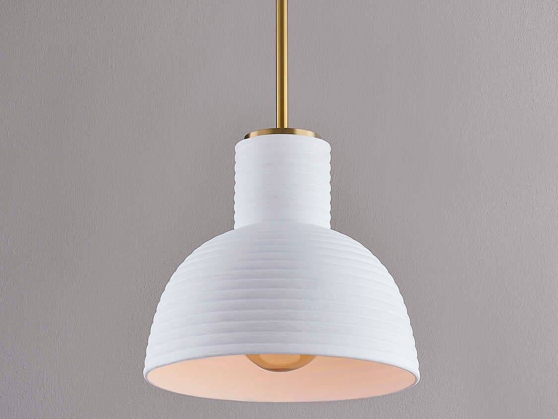 Mitzi Paloma 1-Light Aged Brass White Dome Pendant