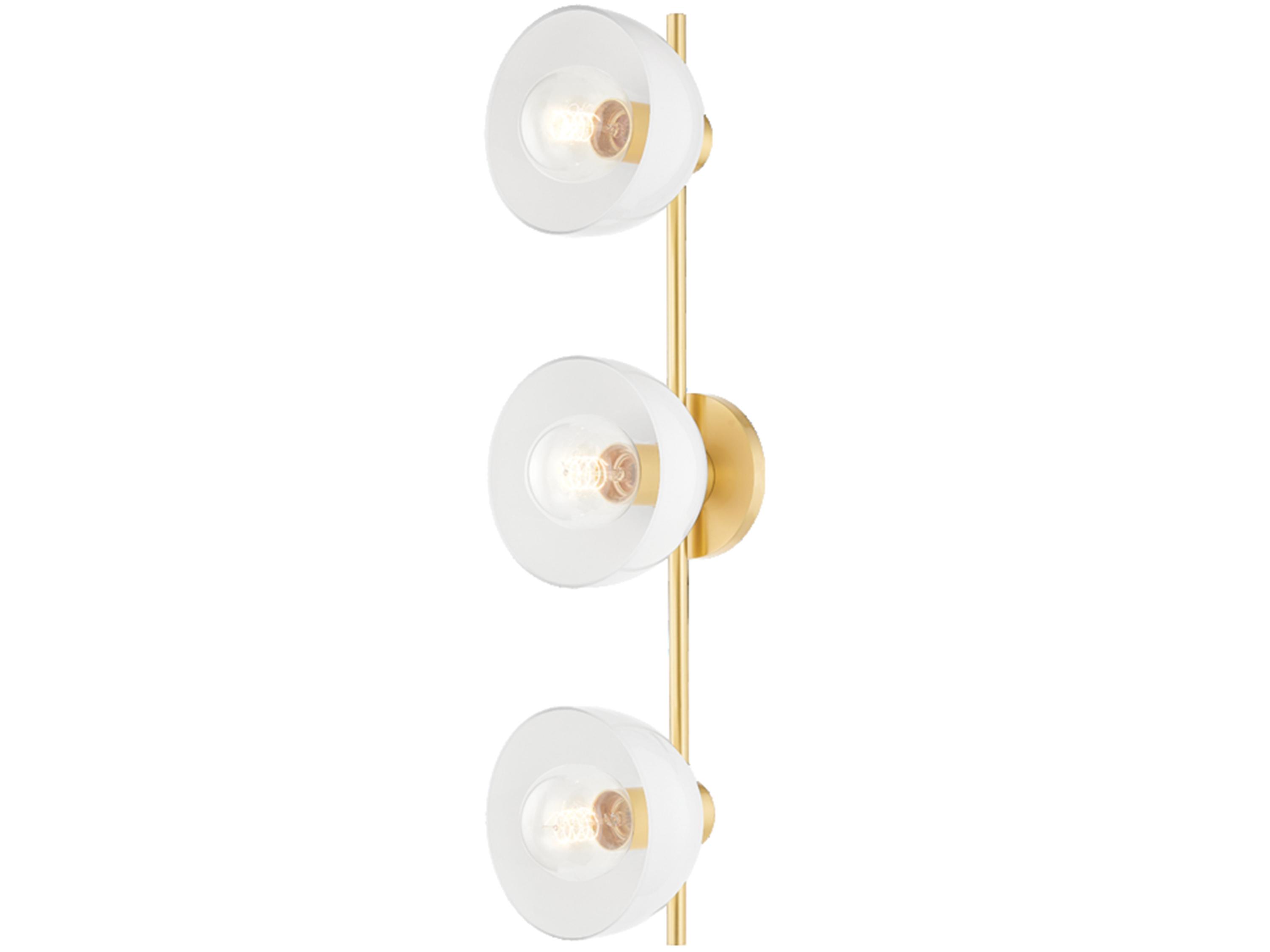Mitzi Belle 3-Light Aged Brass Glass Vanity Light