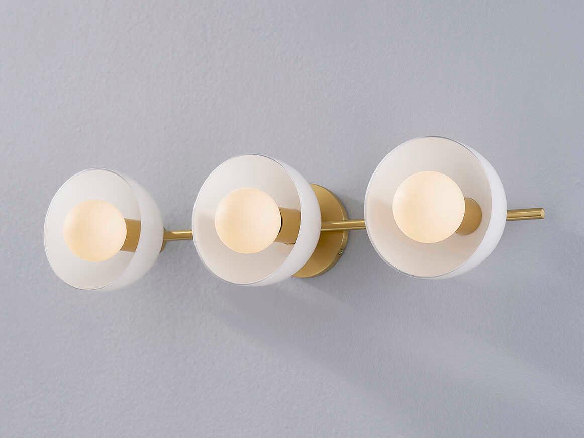 Mitzi Belle 3-Light Aged Brass Glass Vanity Light