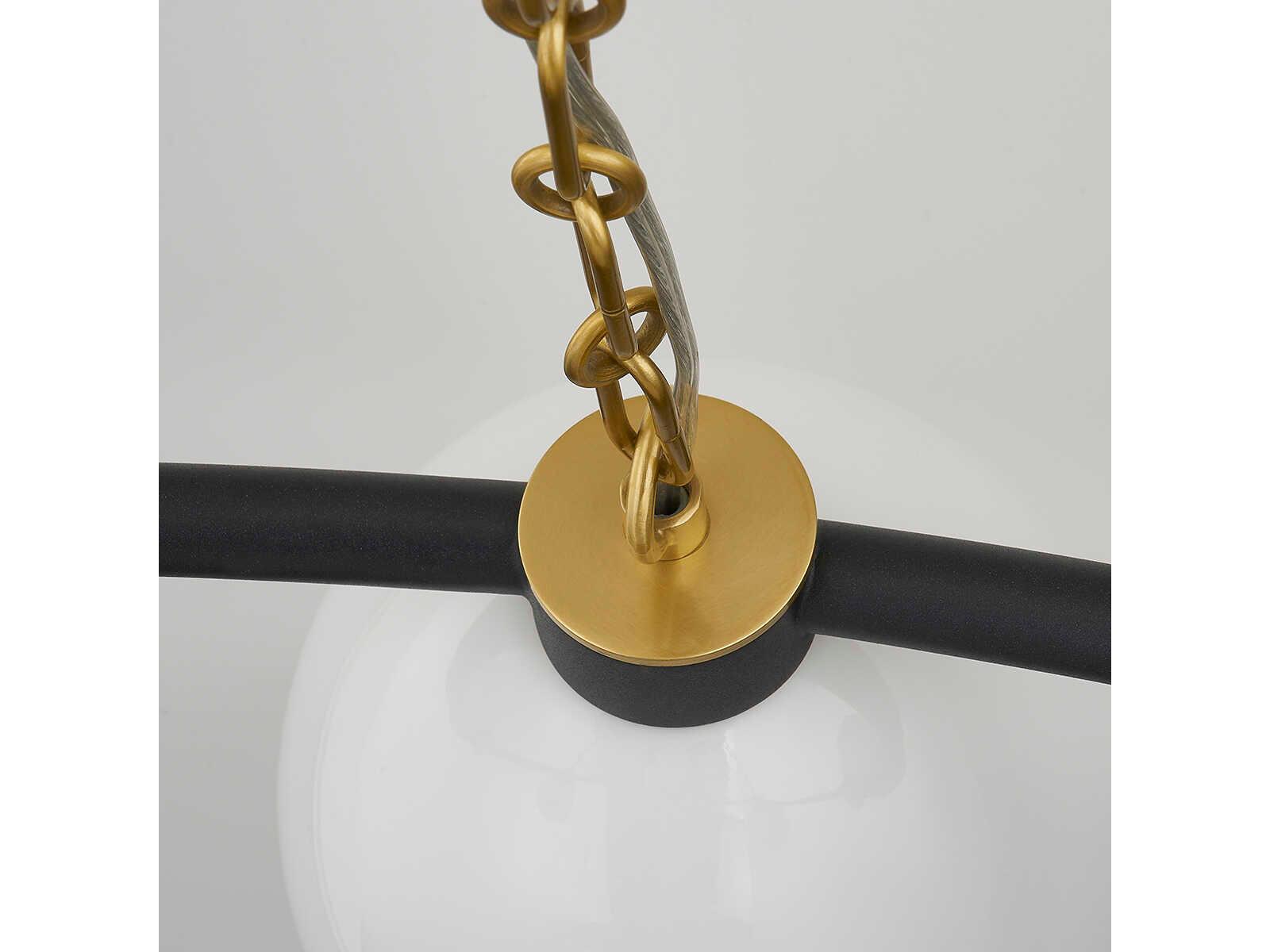 Mitzi Belle 6-Light Aged Brass Black Glass Chandelier