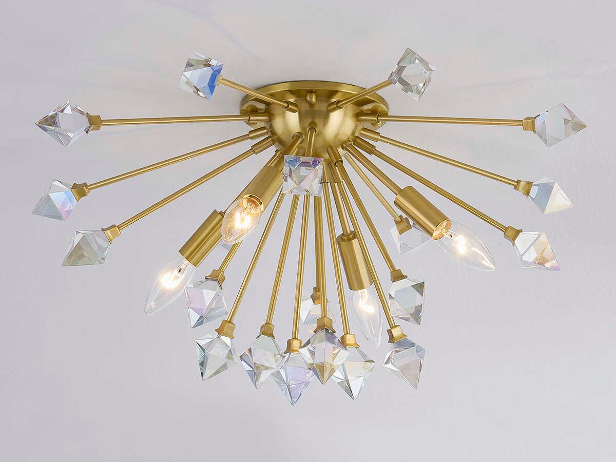 Mitzi Genesis 4-Light Aged Brass Crystal Sputnik Flush Mount