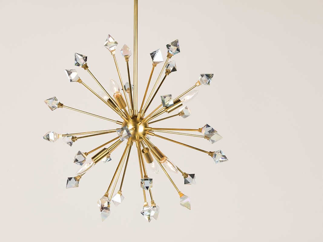 Mitzi Genesis 6-Light Aged Brass Crystal Sputnik Pendant