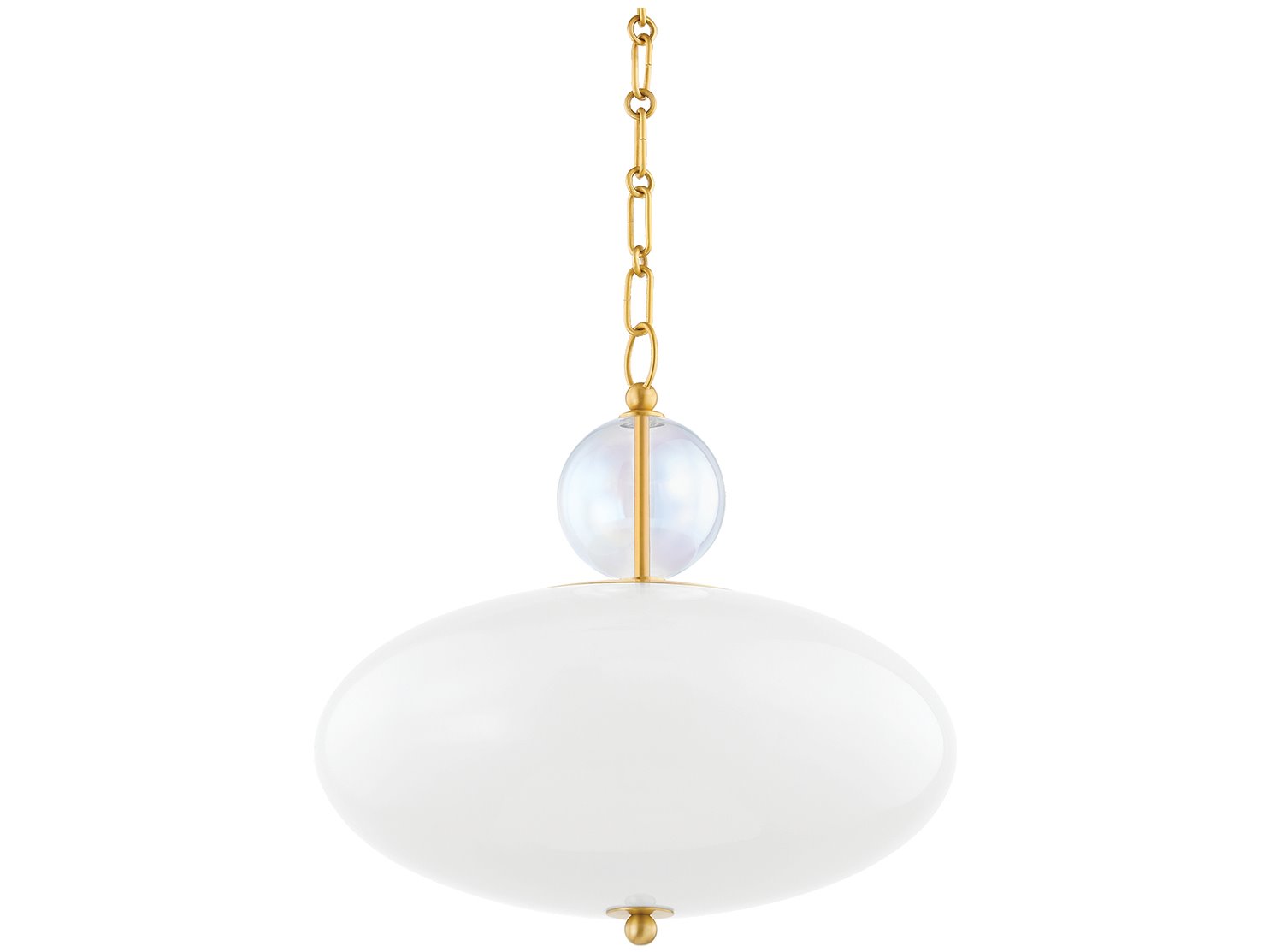 Mitzi Viviana 1-Light Aged Brass White Glass Drum Globe Pendant
