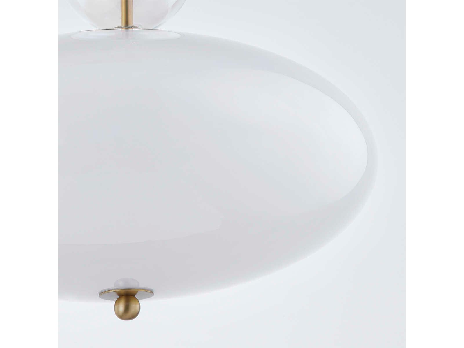 Mitzi Viviana 1-Light Aged Brass White Glass Drum Globe Pendant