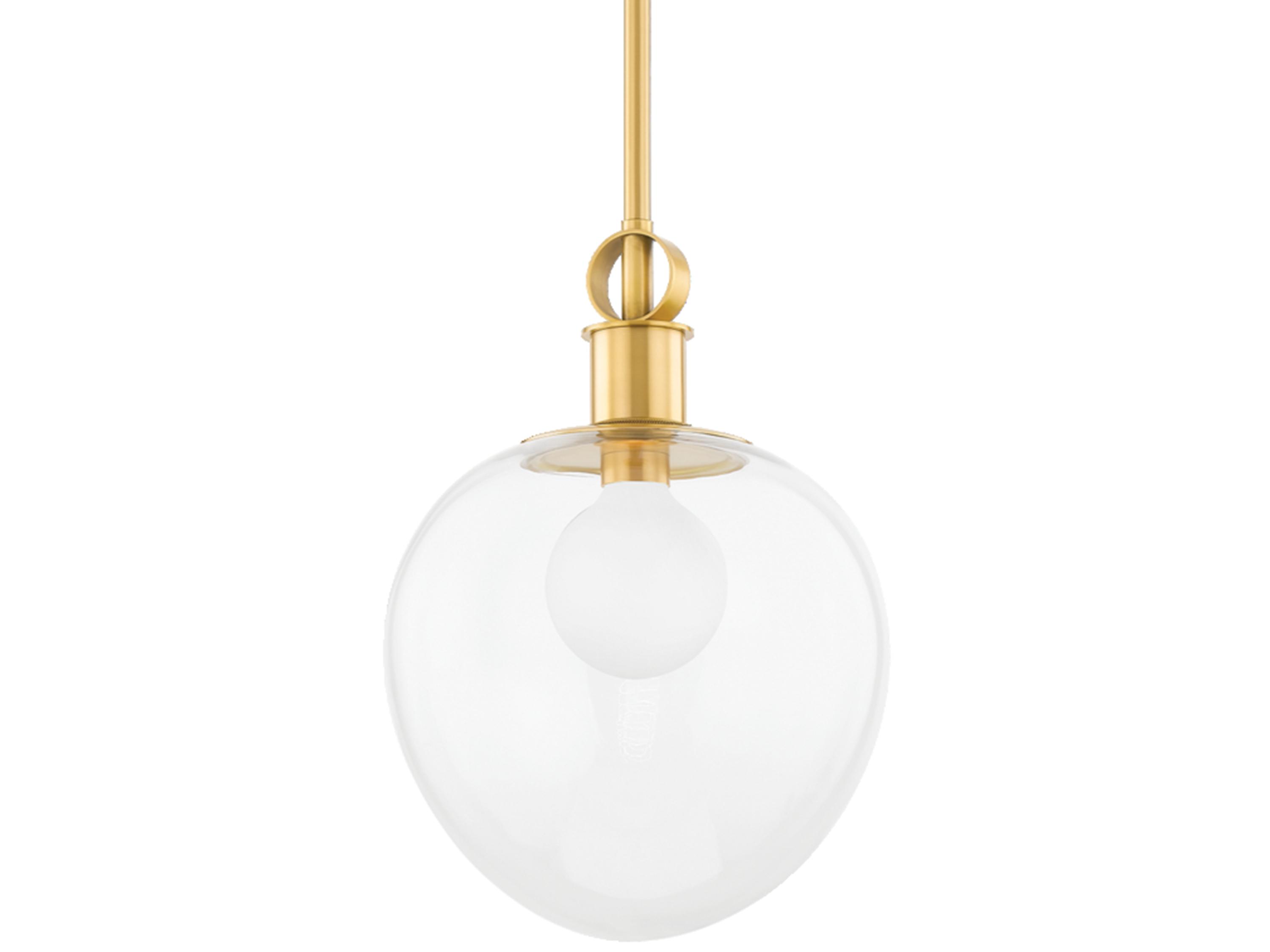 Mitzi Anna 1-Light Aged Brass Glass Round Pendant