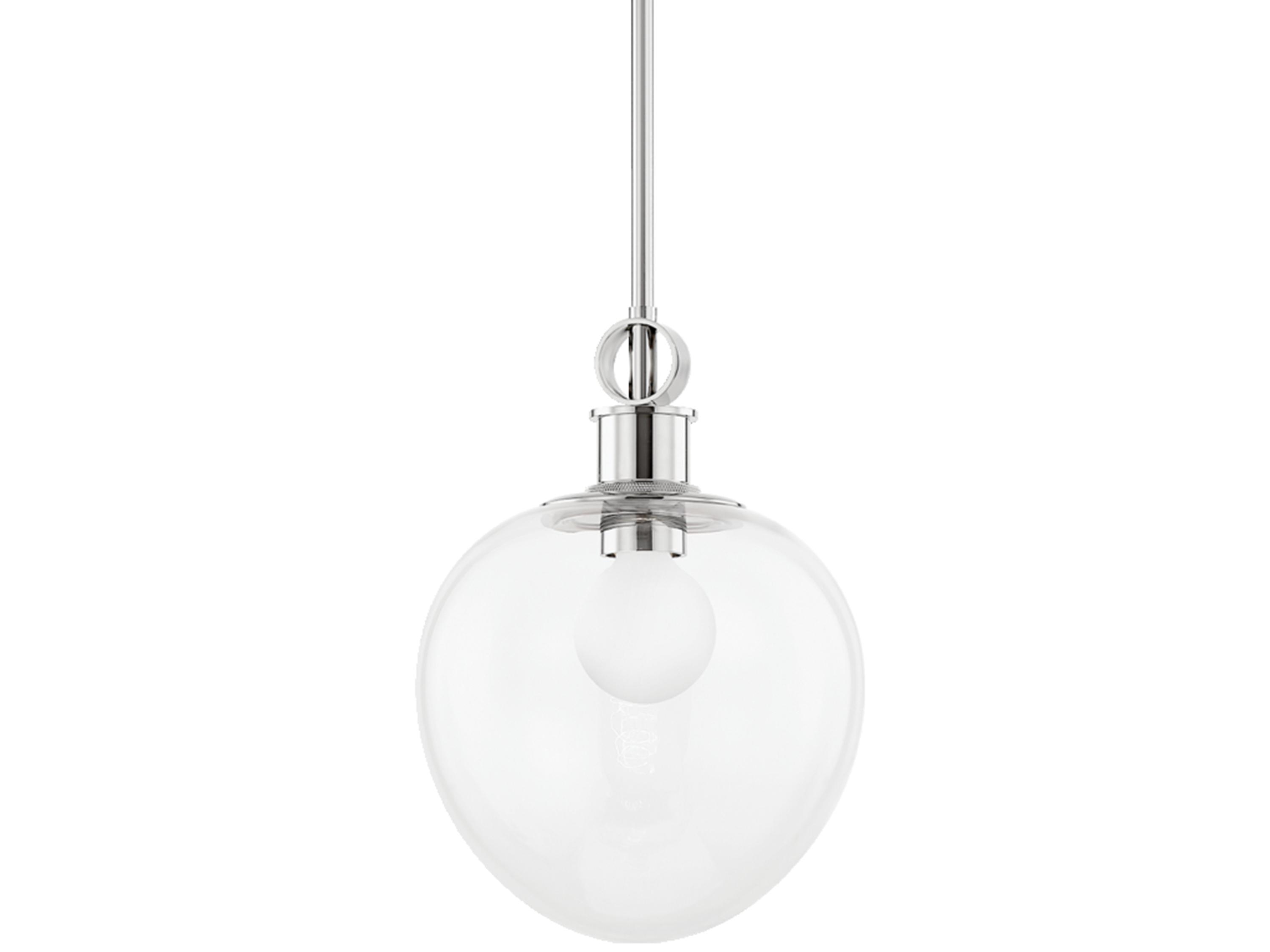 Mitzi Anna 1-Light Polished Nickel Glass Round Mini Pendant