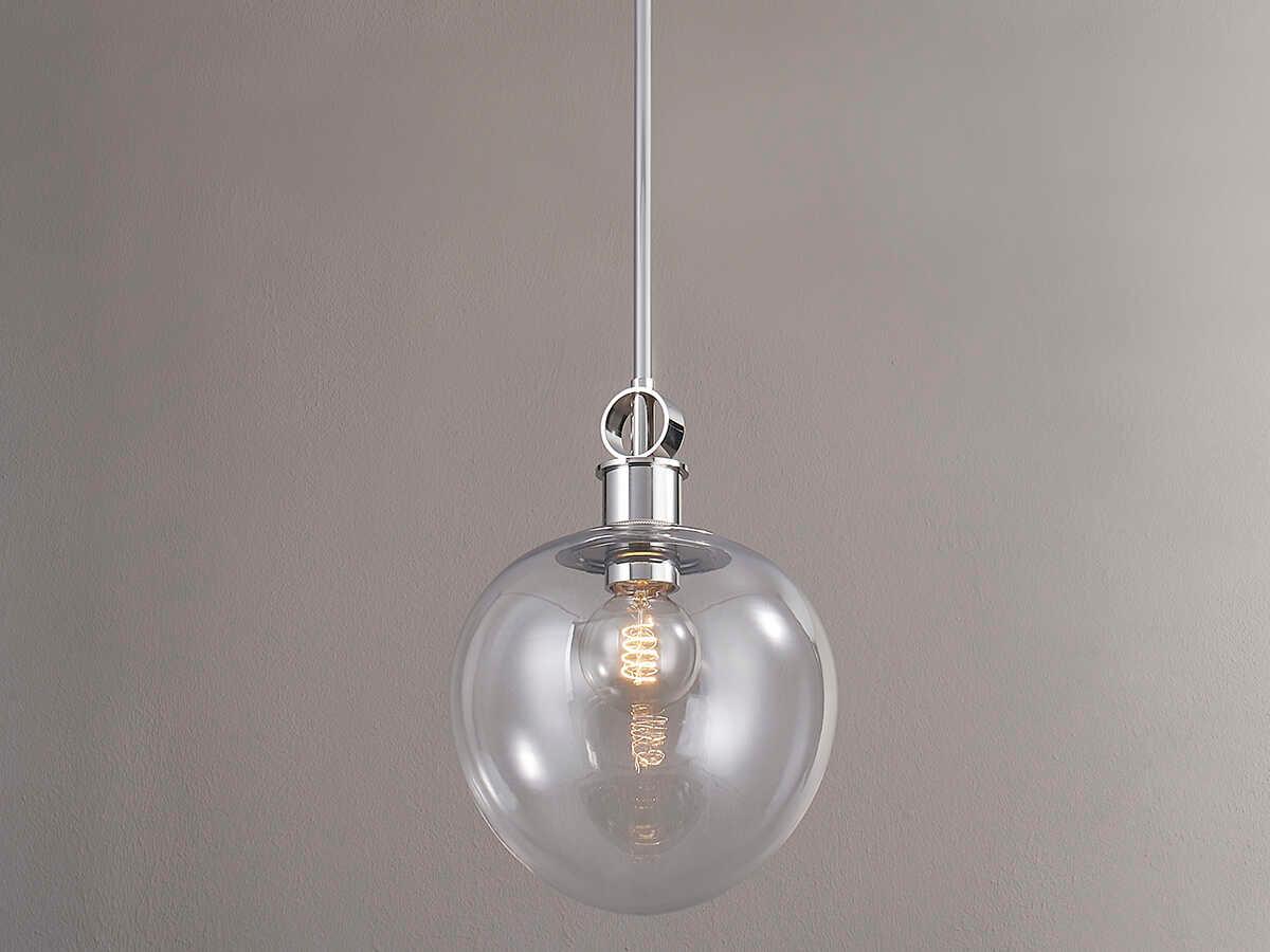 Mitzi Anna 1-Light Polished Nickel Glass Round Mini Pendant
