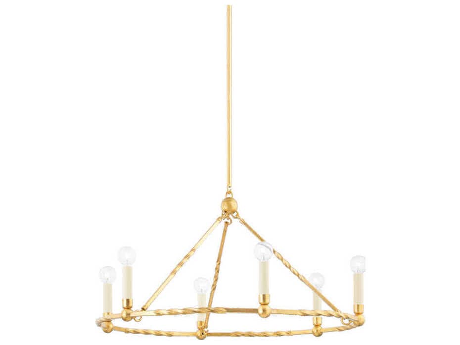 Mitzi Josephine 6-Light Vintage Gold Leaf Candelabra Chandelier
