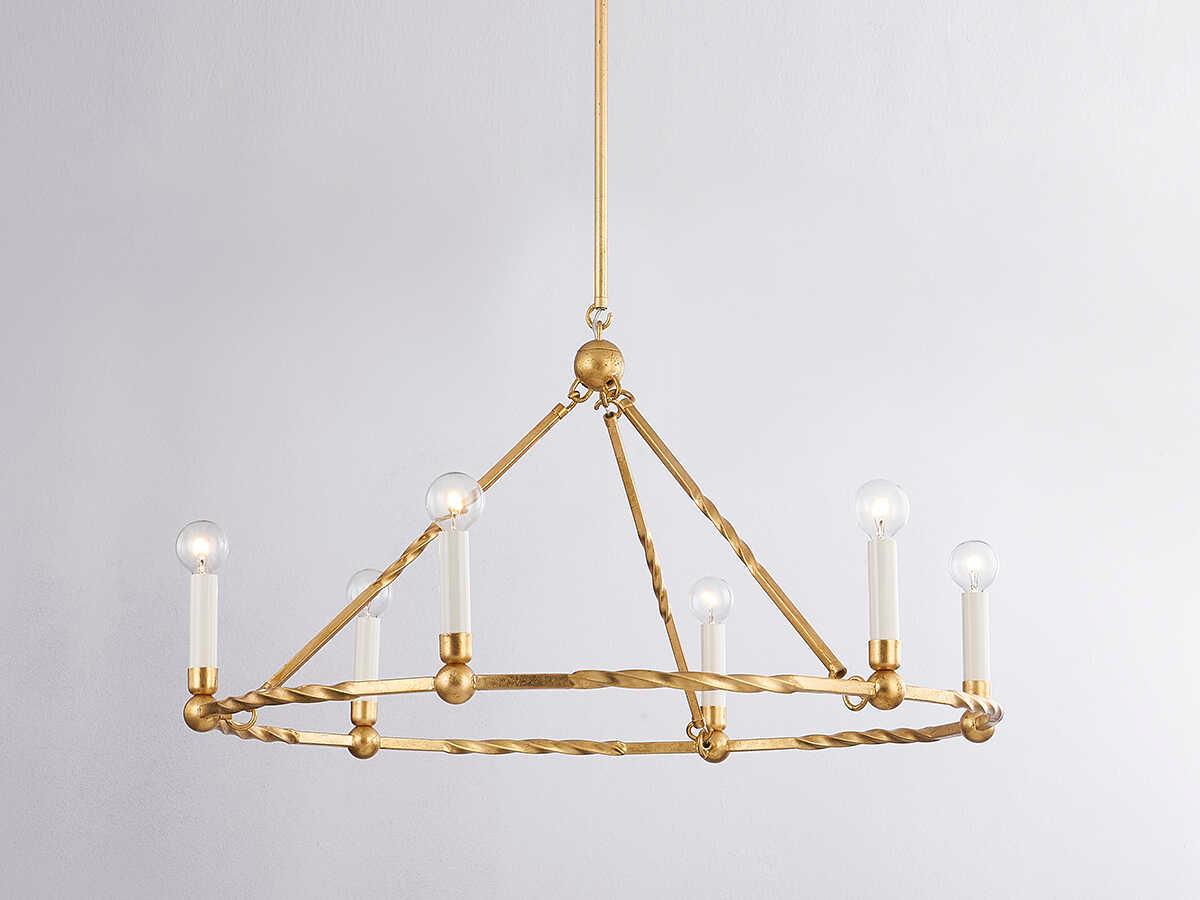 Mitzi Josephine 6-Light Vintage Gold Leaf Candelabra Chandelier