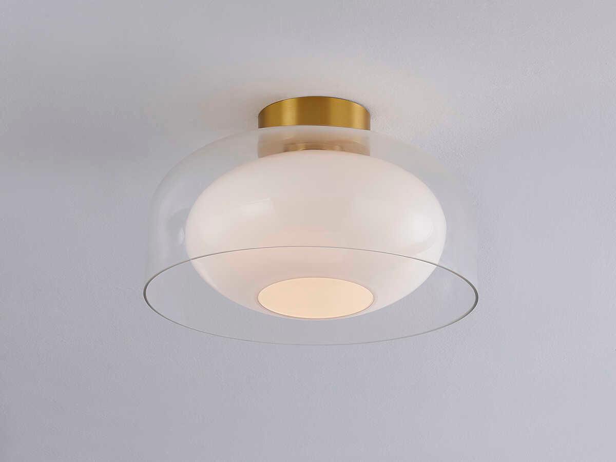 Mitzi Giovanna 1-Light Aged Brass Glass Dome Flush Mount