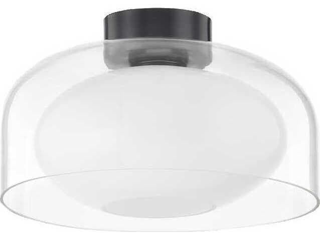 Mitzi Giovanna 1-Light Old Bronze Black Glass Dome Flush Mount