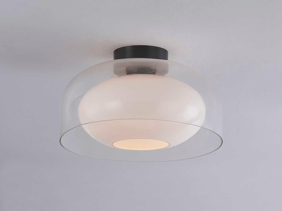 Mitzi Giovanna 1-Light Old Bronze Black Glass Dome Flush Mount