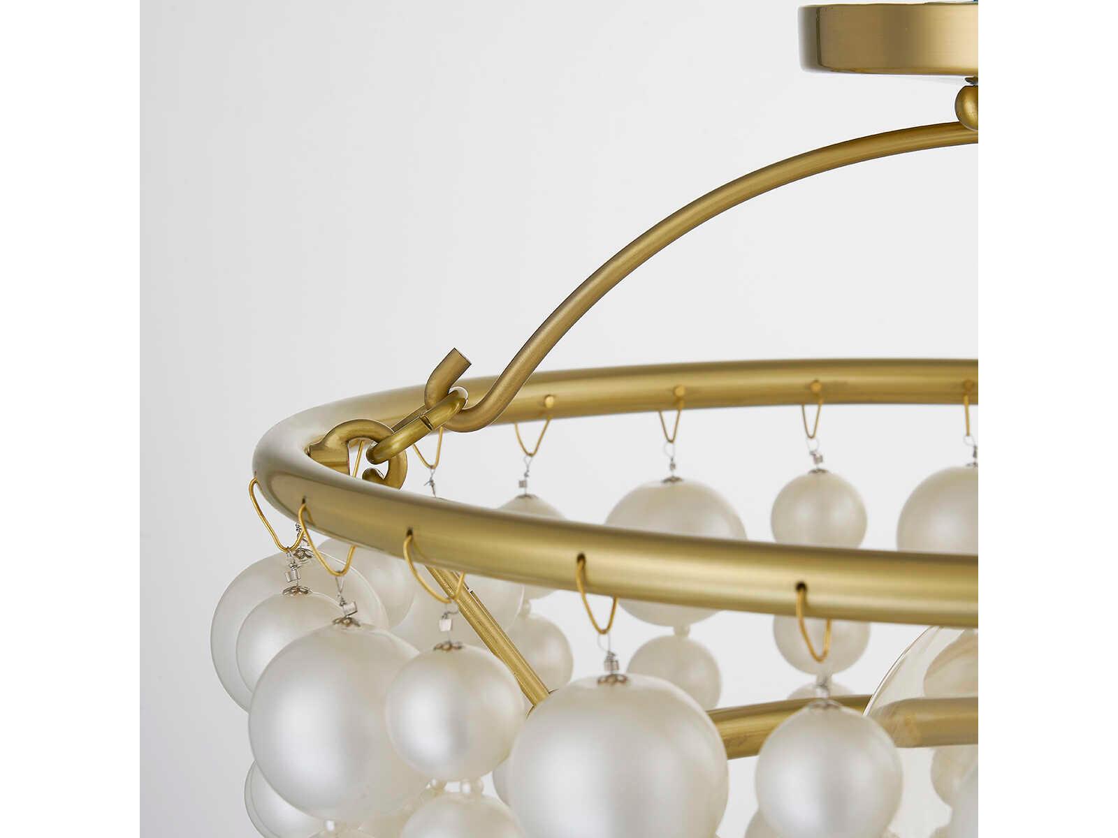 Mitzi Kinsley 1-Light Aged Brass Glass Globe Semi Flush Mount