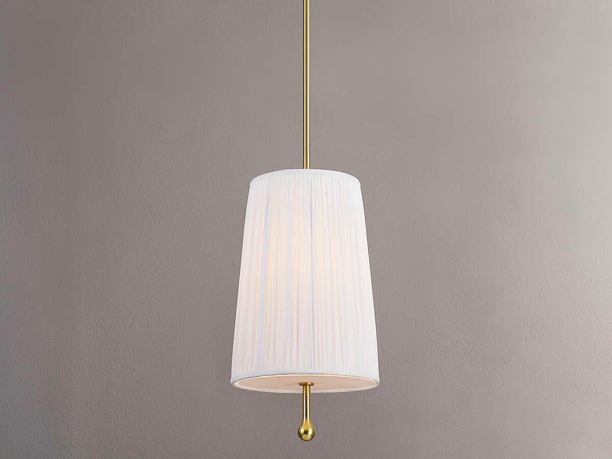 Mitzi Adeline 1-Light Aged Brass White Cylinder Mini Pendant