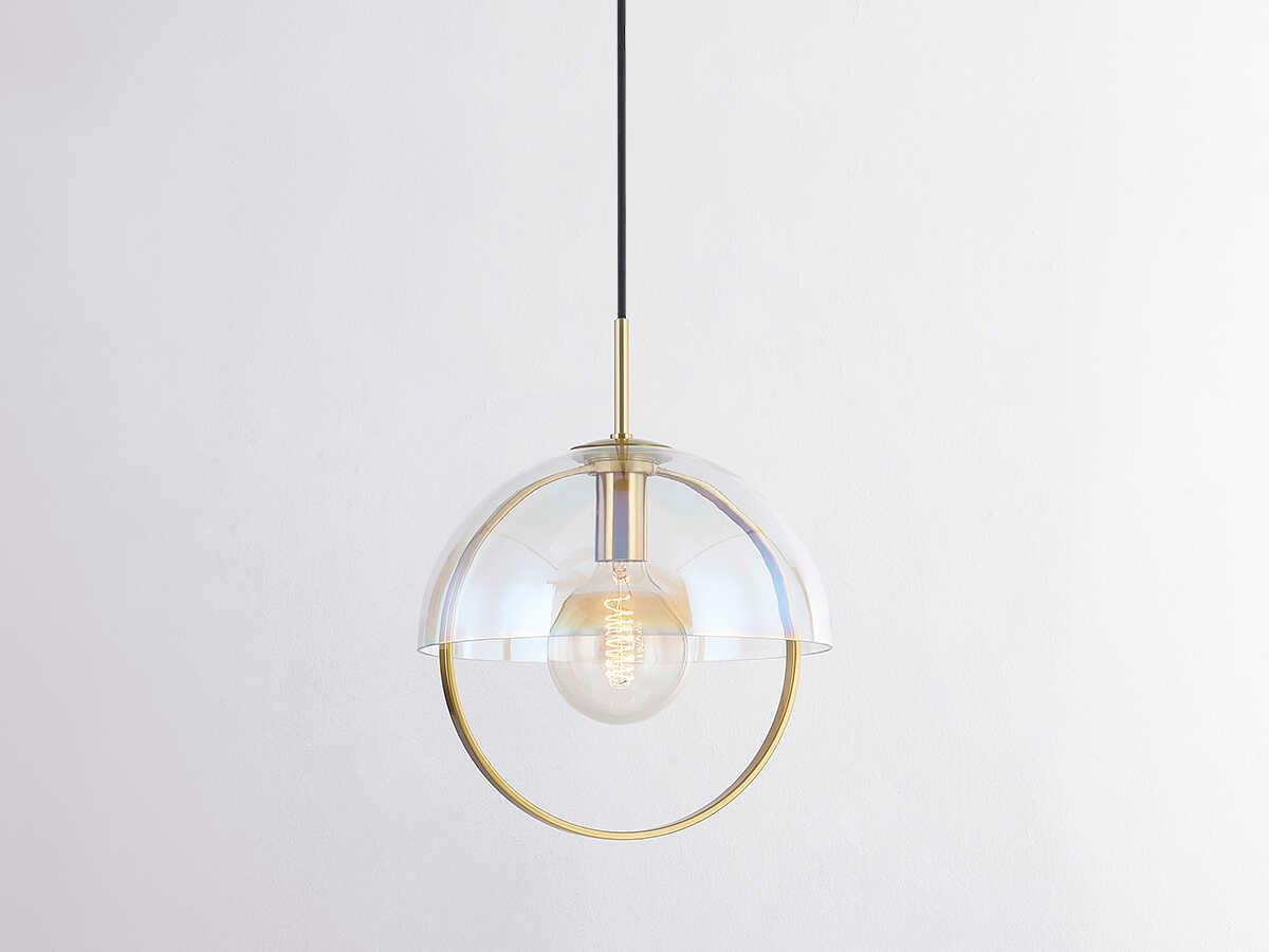 Mitzi Meriah 1-Light Aged Brass Glass Dome Pendant