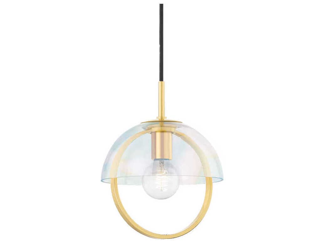 Mitzi Meriah 1-Light Aged Brass Clear Glass Dome Mini Pendant