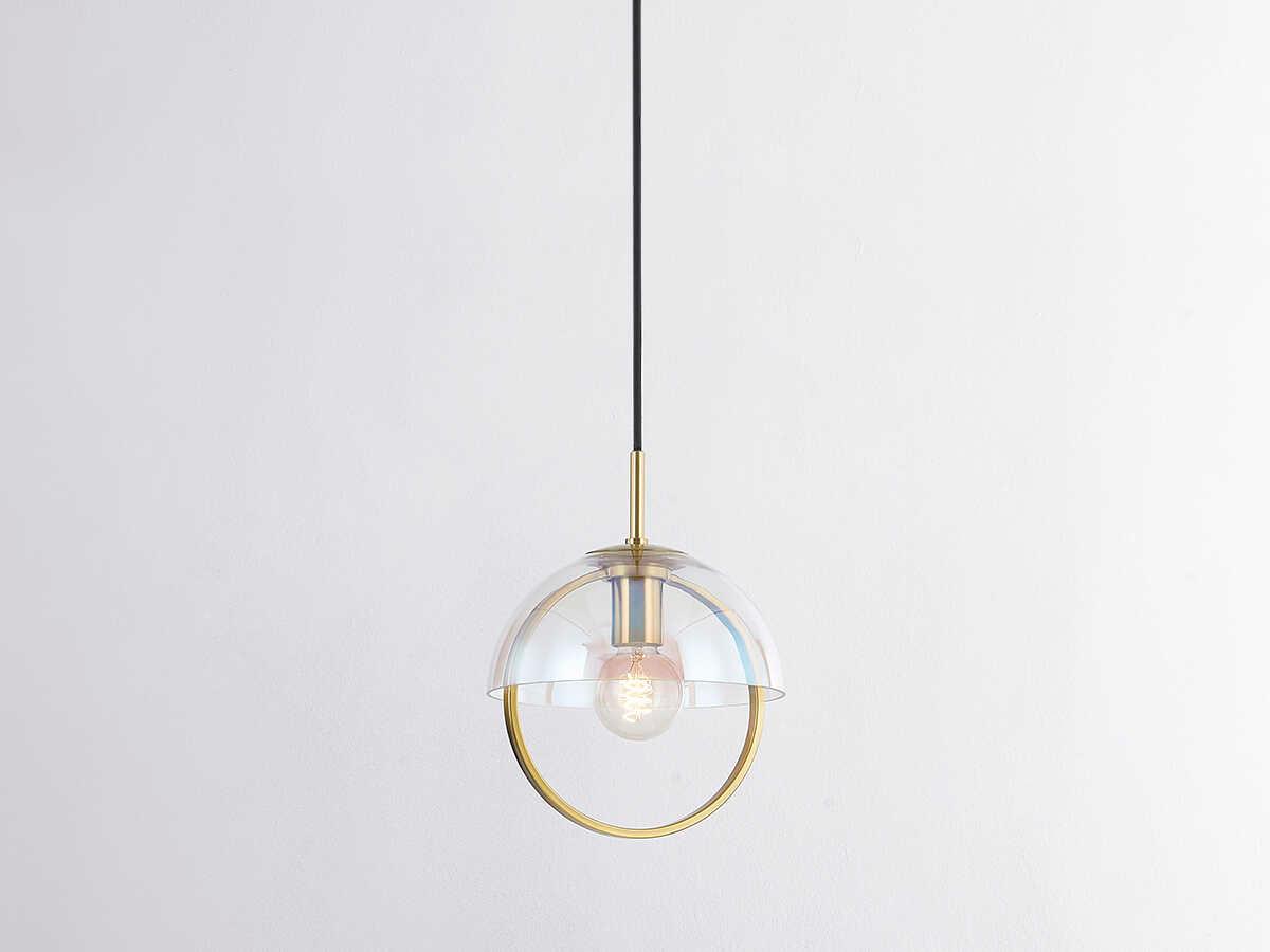 Mitzi Meriah 1-Light Aged Brass Clear Glass Dome Mini Pendant