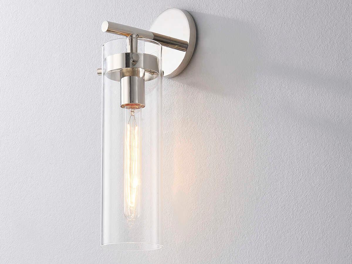 Mitzi Haisley 1-Light Polished Nickel Glass Wall Sconce