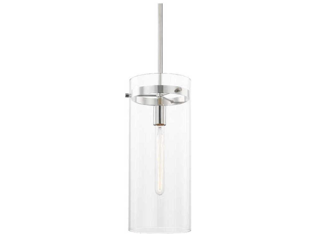 Mitzi Haisley 1-Light Polished Nickel Glass Cylinder Mini Pendant