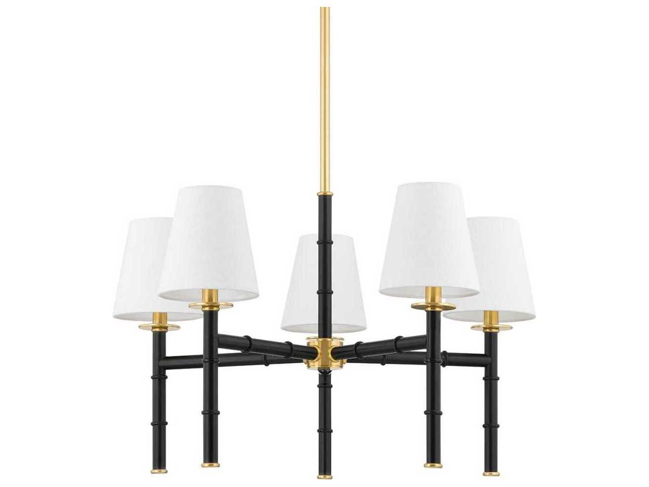 Mitzi Banyan 5-Light Aged Brass Black Candelabra Chandelier
