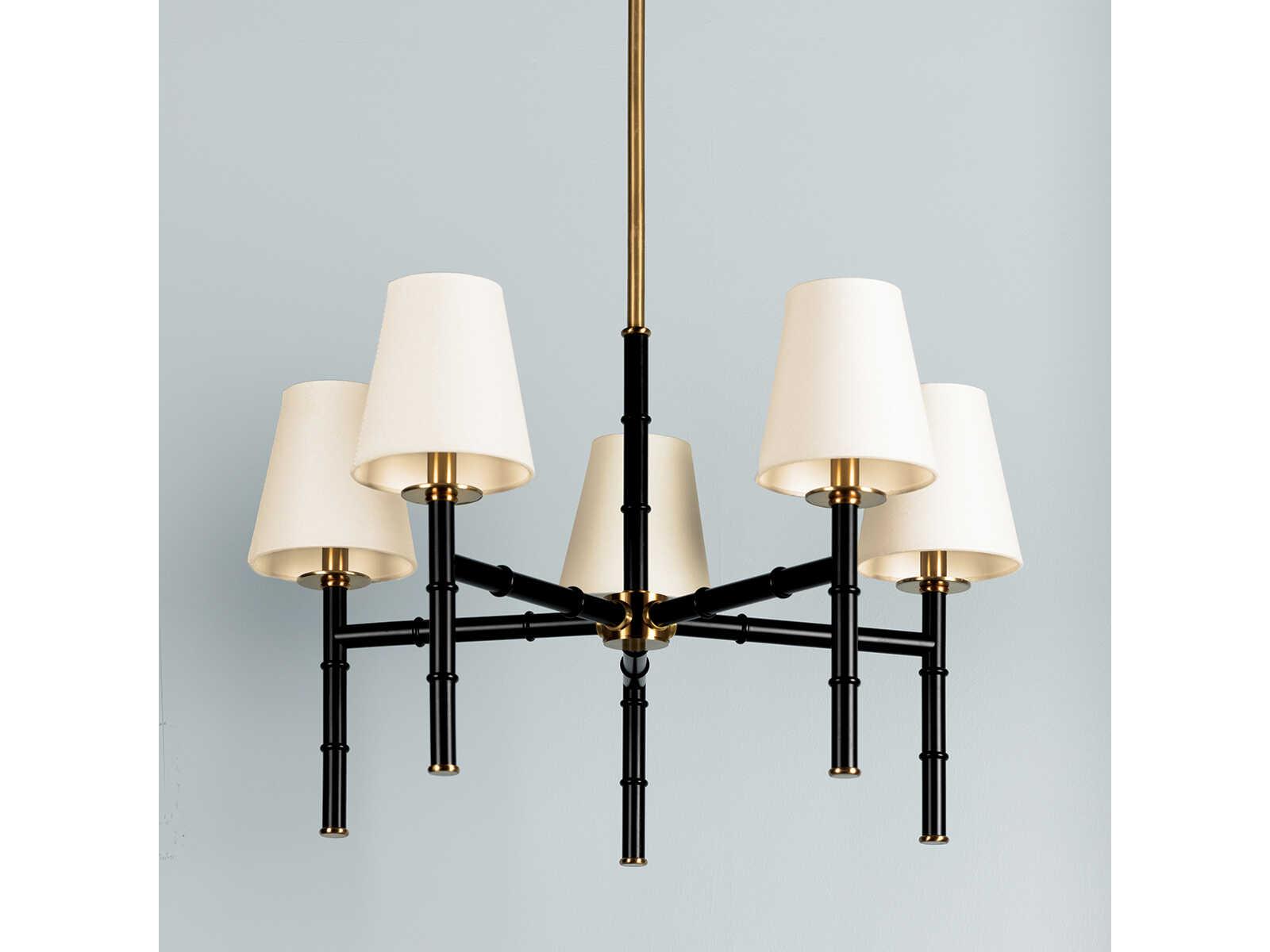 Mitzi Banyan 5-Light Aged Brass Black Candelabra Chandelier