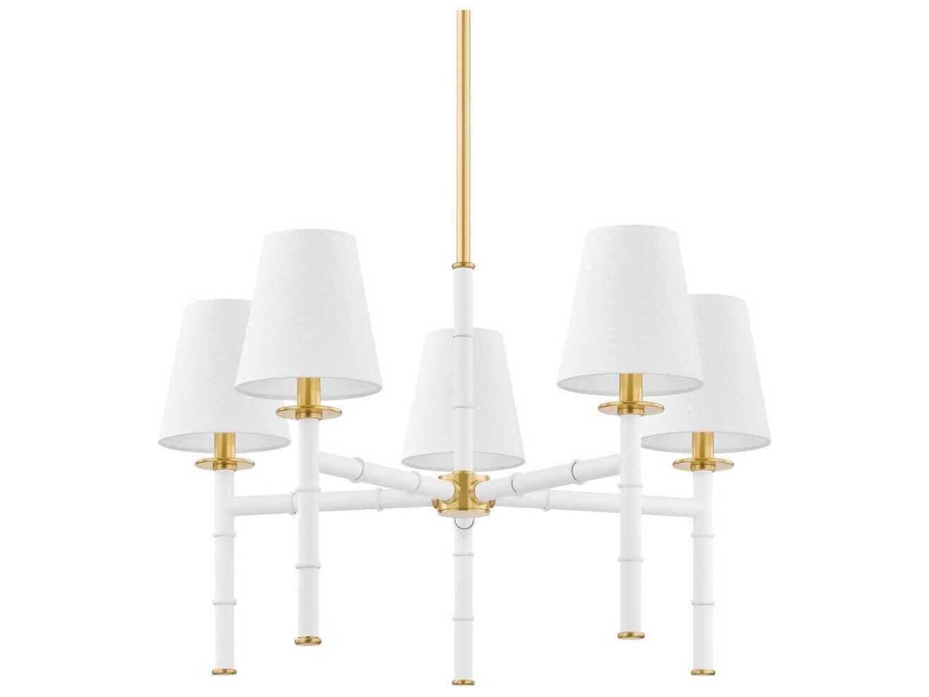 Mitzi Banyan 5-Light Aged Brass White Candelabra Chandelier