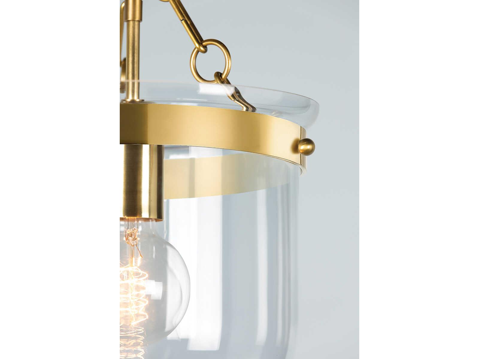 Mitzi Dunbar 1-Light Aged Brass Glass Bowl Semi Flush Mount