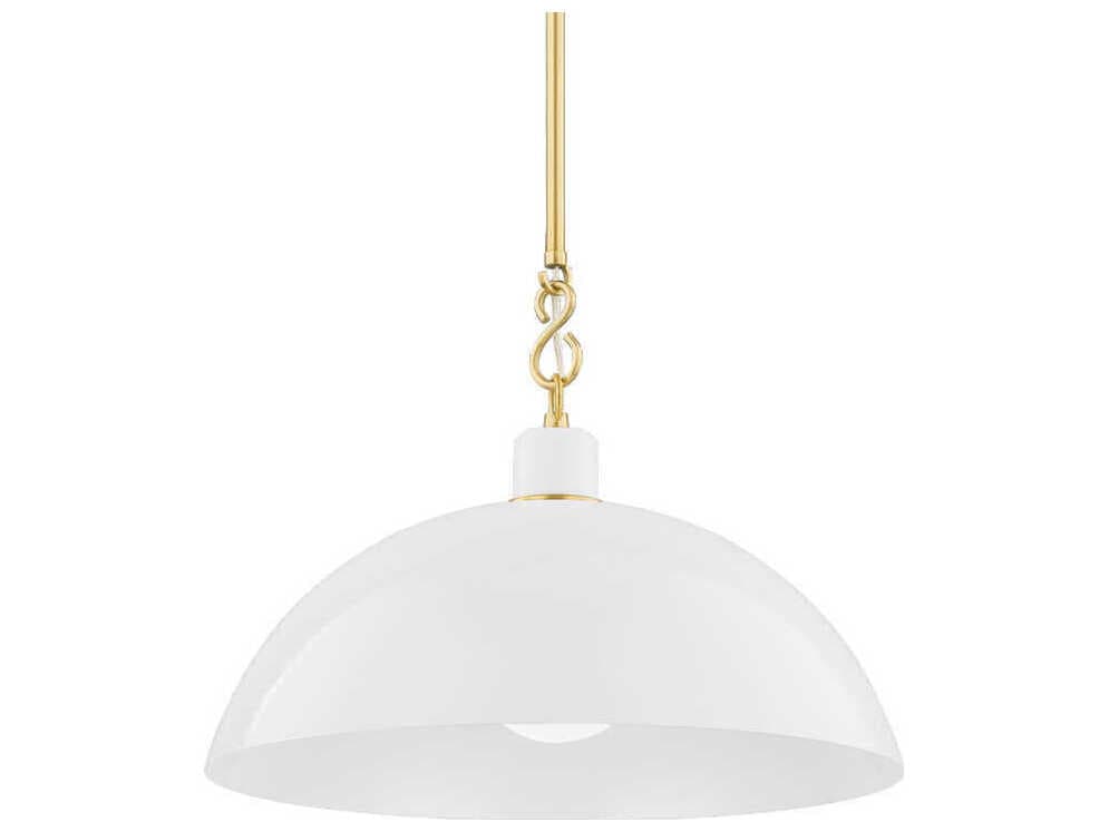 Mitzi Camille 1-Light Aged Brass White Dome Pendant