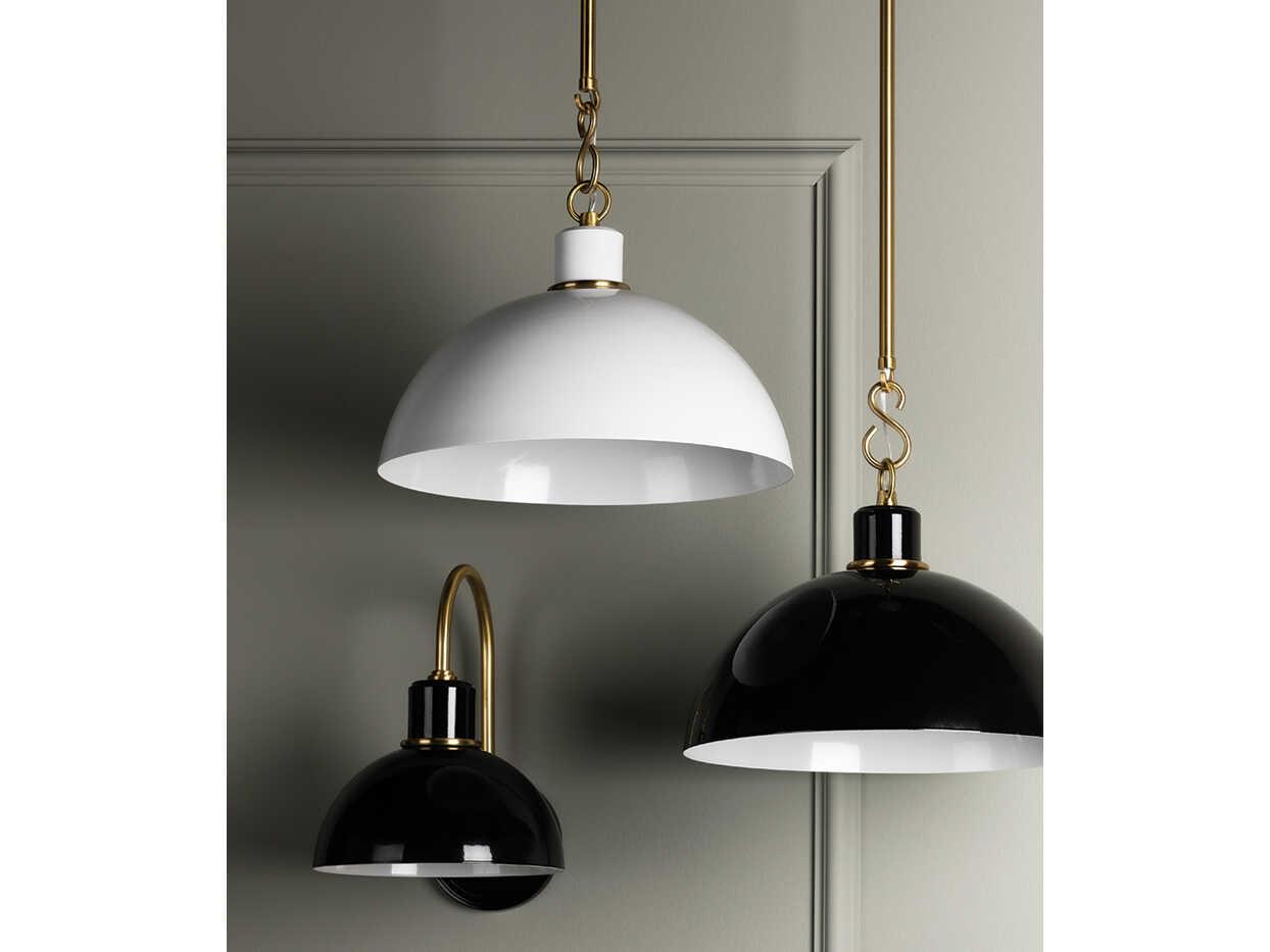 Mitzi Camille 1-Light Aged Brass White Dome Pendant