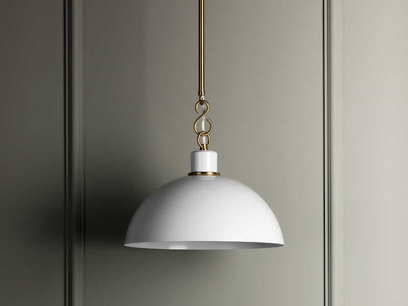 Mitzi Camille 1-Light Aged Brass White Dome Pendant
