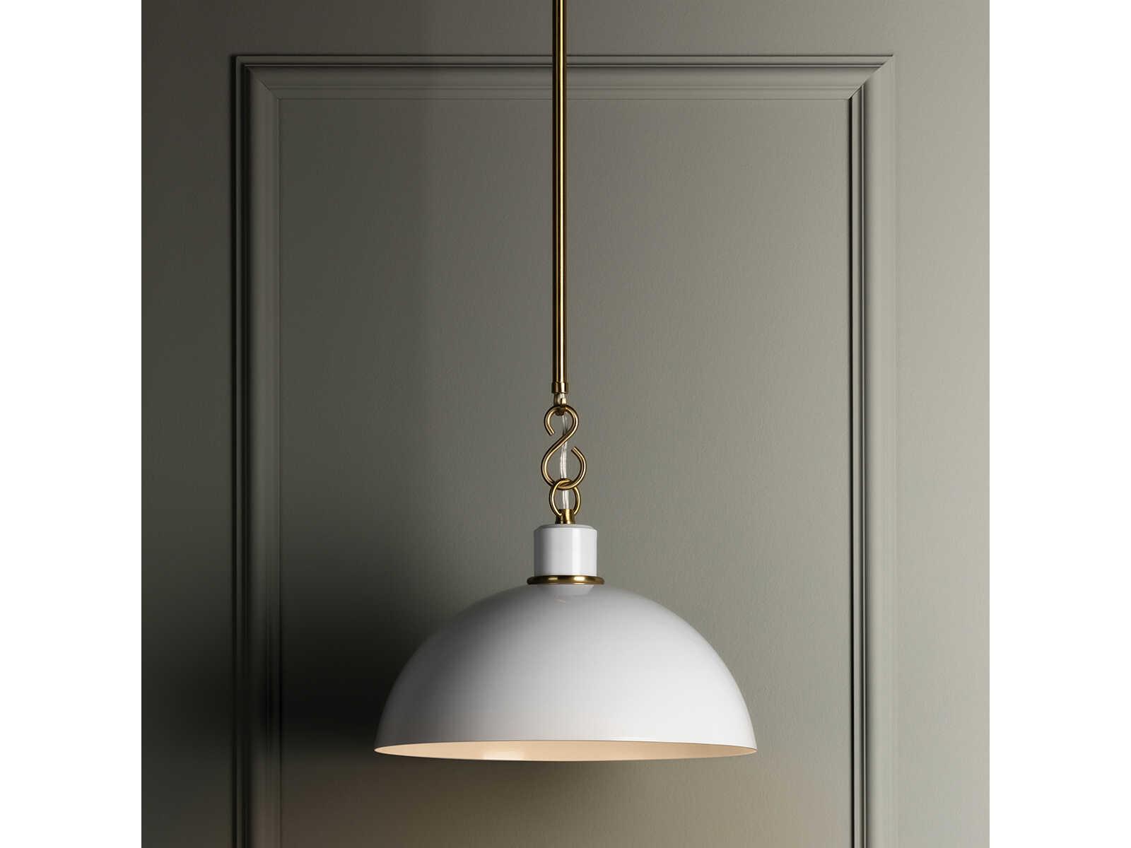 Mitzi Camille 1-Light Aged Brass White Dome Pendant