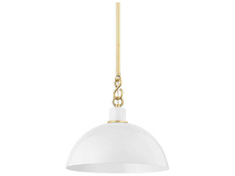 Mitzi Camille 1-Light Aged Brass White Dome Pendant