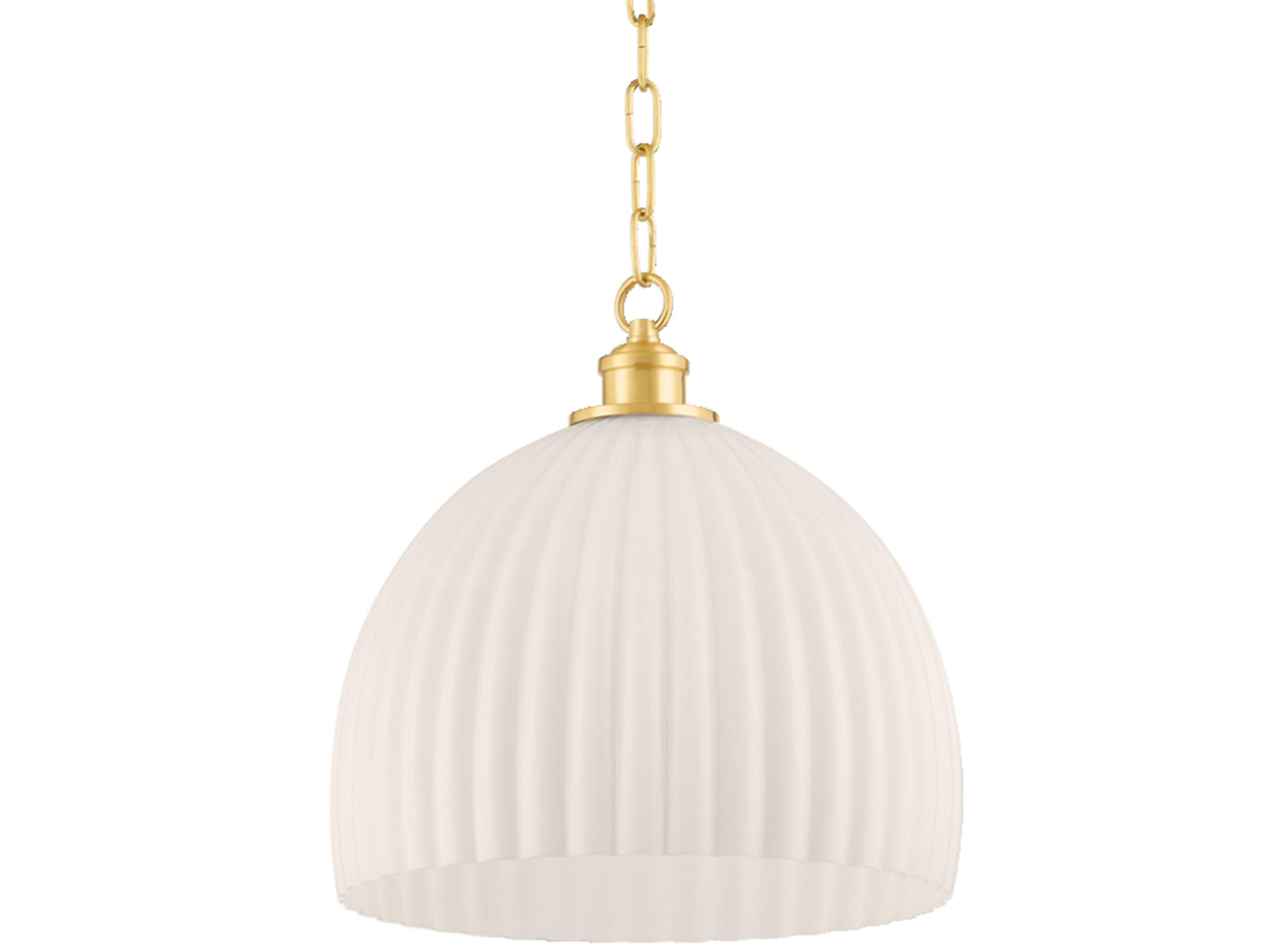 Mitzi Hillary 1-Light Aged Brass White Glass Dome Pendant