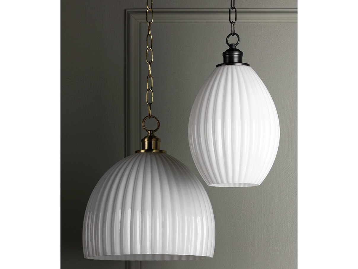 Mitzi Hillary 1-Light Aged Brass White Glass Dome Pendant