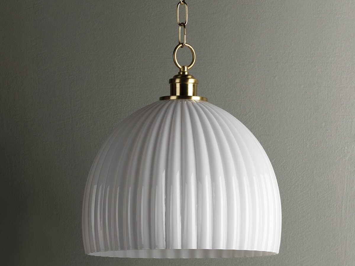 Mitzi Hillary 1-Light Aged Brass White Glass Dome Pendant
