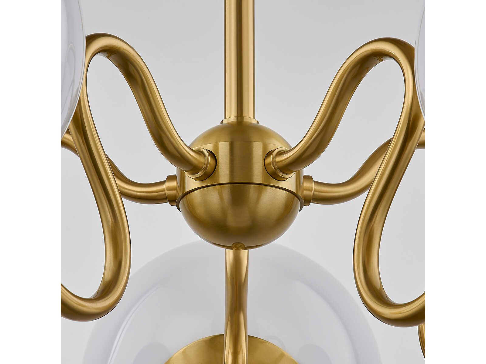 Mitzi Havana 5-Light Aged Brass Glass Globe Chandelier