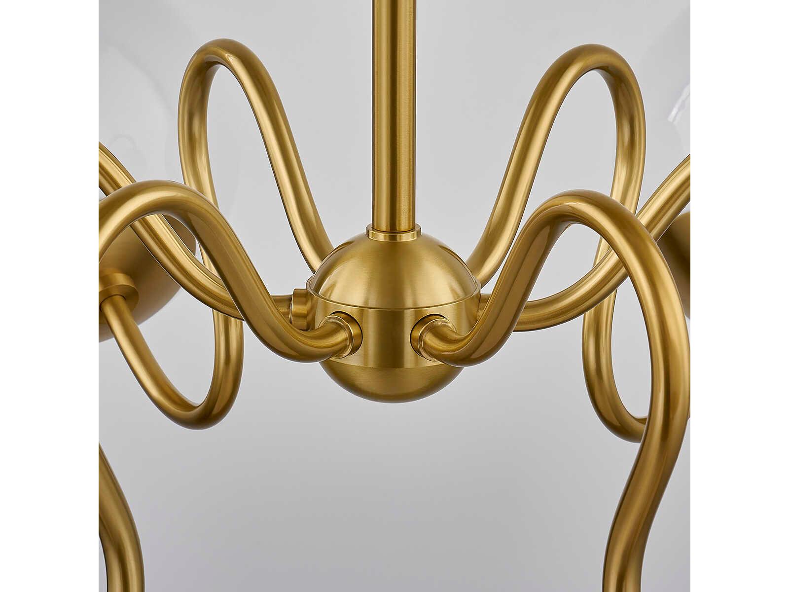 Mitzi Havana 6-Light Aged Brass Glass Globe Chandelier