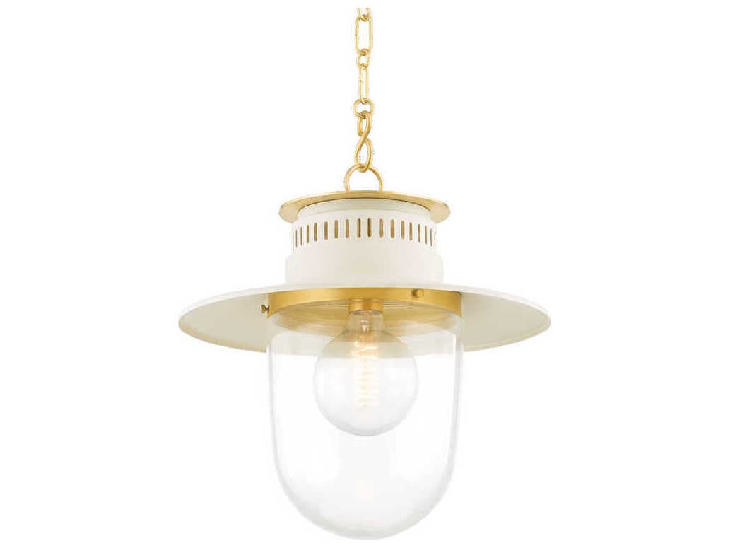 Mitzi Nori 1-Light Aged Brass White Glass Pendant