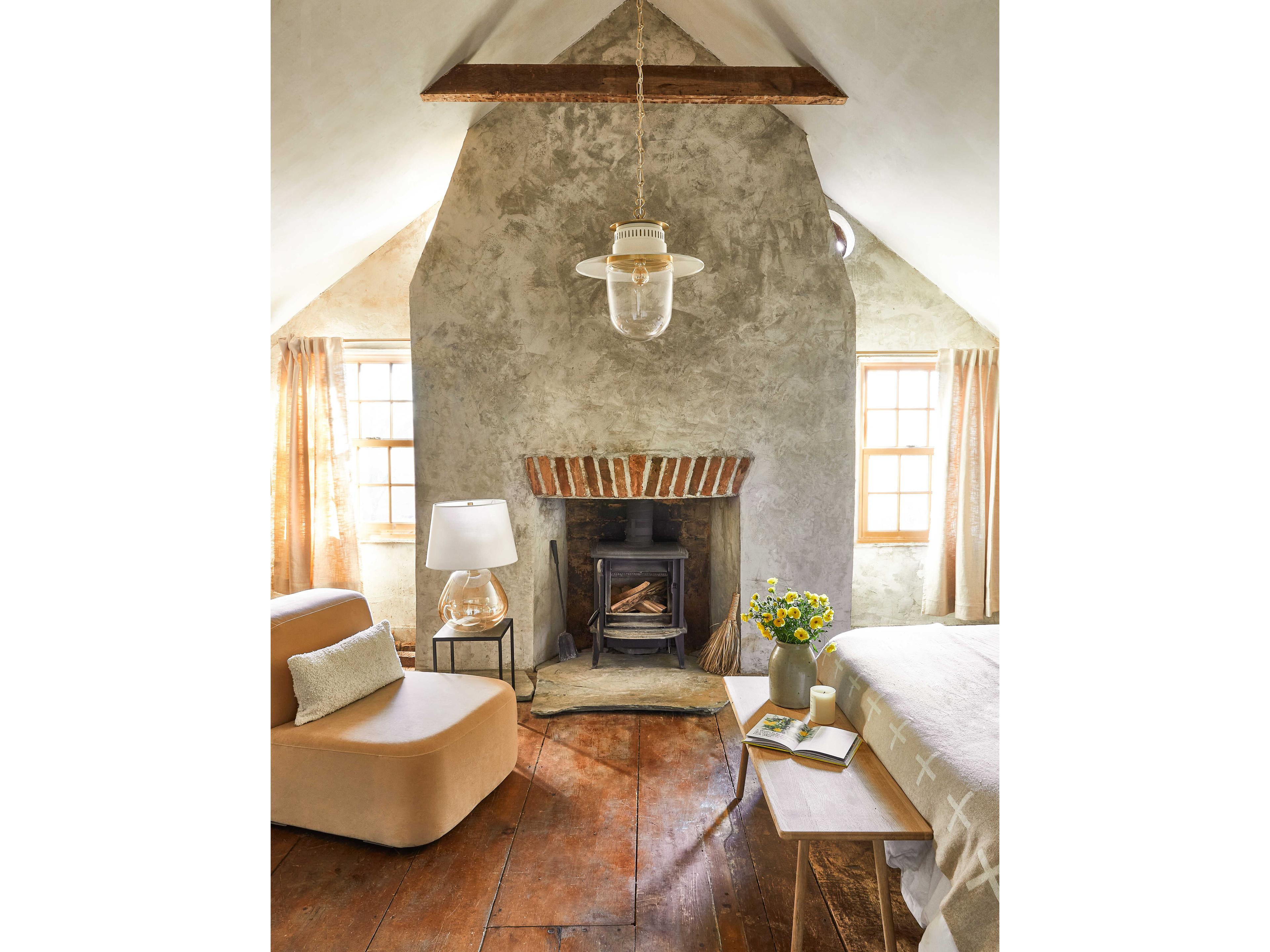 Mitzi Nori 1-Light Aged Brass White Glass Pendant