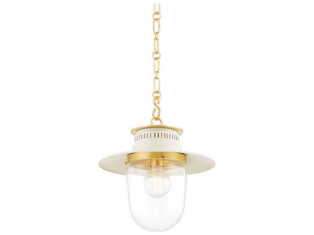 Mitzi Nori 1-Light Aged Brass White Glass Pendant